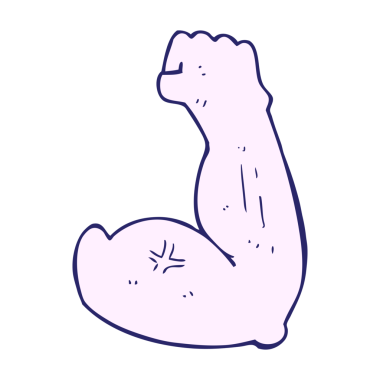 Parlak neon renkli güçlü kol karikatürü