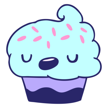 parlak neon renkli şirin bir kekin çizimi kawaii