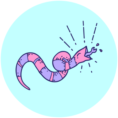 Parlak neon renkli tıslayan yılan dövmesi simgesi