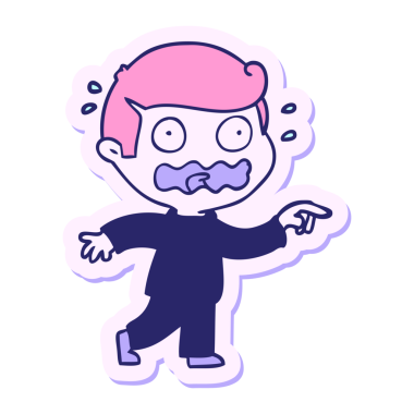 Bir çizgi filmin çıkartması parlak neon rengi göstererek strese girdi