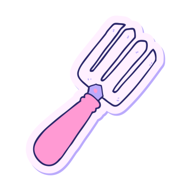 Parlak neon renkli bir çizgi film çatalının çıkartması