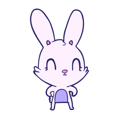 Parlak neon renkli şirin çizgi film tavşanı.