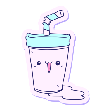 Parlak neon renkli şirin bir karikatür gazozunun çıkartması.