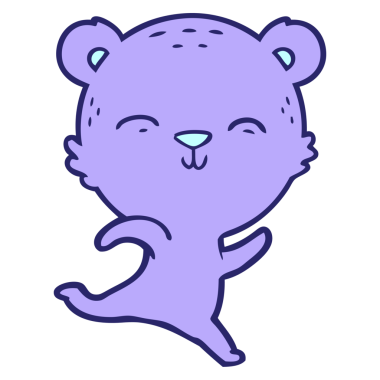 Parlak neon renkli mutlu çizgi film ayısı