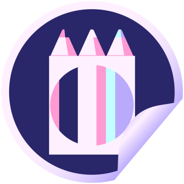 parlak neon rengi ile renklendirme kalemleri grafik vektör illüstrasyon dairesel etiketi paketi