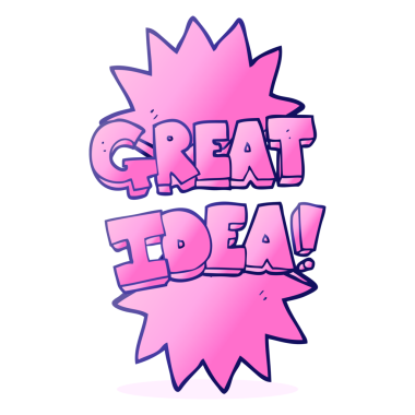 Serbest çizim karikatür parlak neon renkli harika fikir sembolü