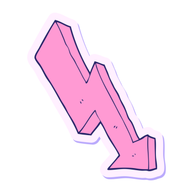 Bir çizgi film okunun etiketi parlak neon renginde aşağı eğilim