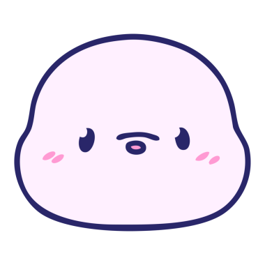 Parlak neon renkli küçük fok yüzlü şirin bir çizgi film.