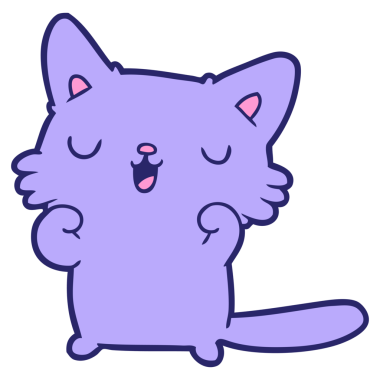 Parlak neon renkli mutlu çizgi film kedisi