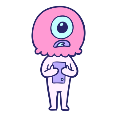 çizgi film Tepegöz uzaylı uzay adamı parlak neon renkli