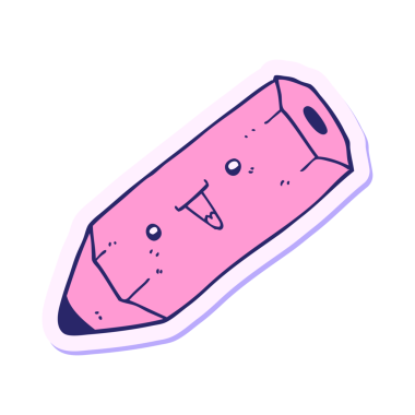 Parlak neon renkli şirin bir karikatür kalemi çıkartması.