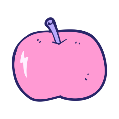 parlak neon renkli parlak elma çizgi filmi