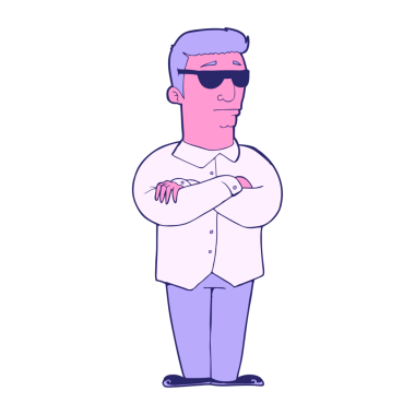 çizgi film güvenlik elemanı parlak neon renkli.