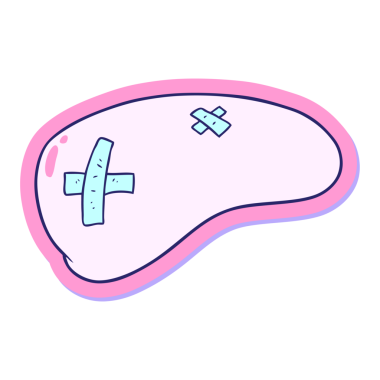 Karikatür çıkartması parlak neon renkli karaciğeri onardı