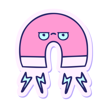 Parlak neon renkli şirin bir çizgi film mıknatısı etiketi