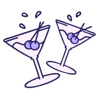 Martinin gözlükleri parlak neon renginde birbirine vuruyor.