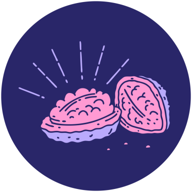 Parlak neon rengi kabuklu dövme stili ceviz simgesi