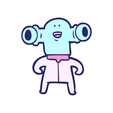 Parlak neon renkli dost çizgi film uzaylısı