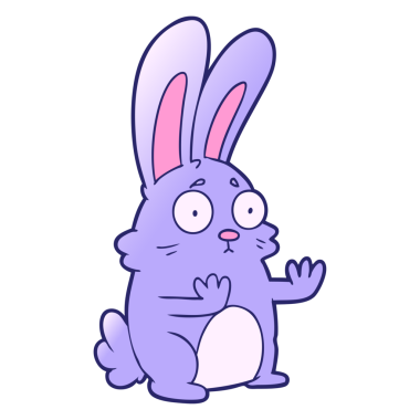 çizgi film parlak neon renkli, korkmuş tavşan.