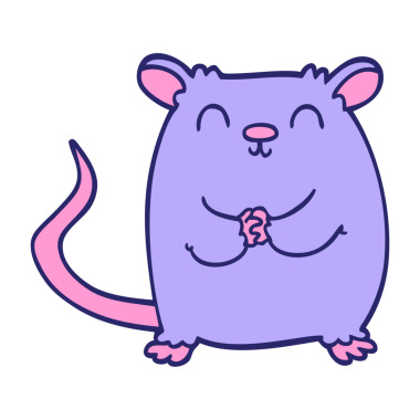 çizgi film karalaması parlak neon renkli mutlu fare