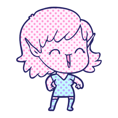 parlak neon renkli çizgi film elf kızı