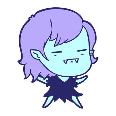 Parlak neon renkli ölümsüz vampir kız çizgi filmi