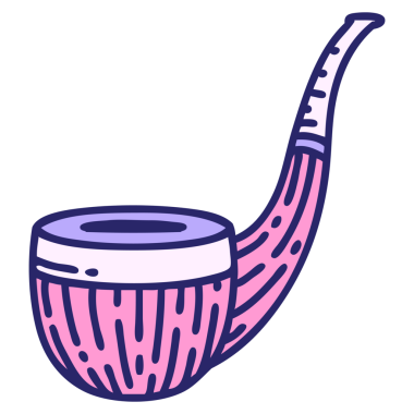 Parlak neon renkli sigara içen pipo simgesi