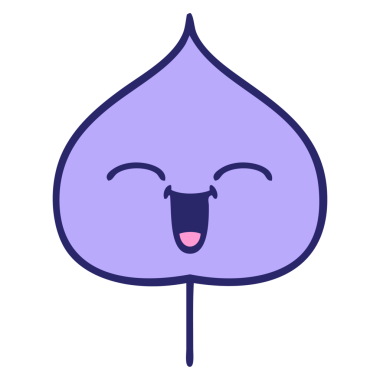 Parlak neon renkli dışavurumsal yaprağın sevimli karikatürü