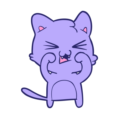 çizgi film kedisi parlak neon rengi tıslıyor.