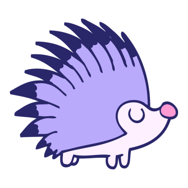 çizgi film karalamaları, parlak neon renkli sivri kirpiler.