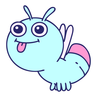 parlak neon renkli sevimli bir böceğin çizgi filmi