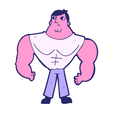 parlak neon renkli karikatür vücut geliştirici