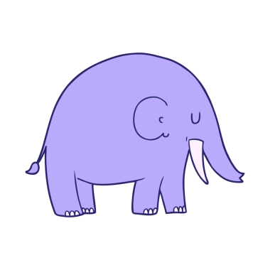 parlak neon renkli çizgi film fili