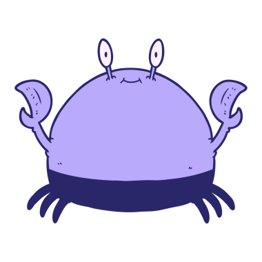 parlak neon renkli çizgi film yengeci