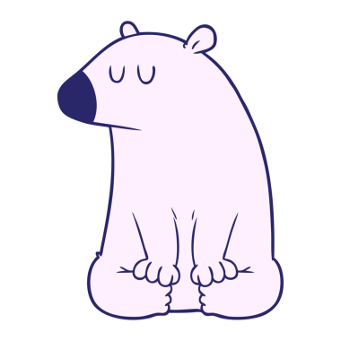 Kutup ayısı çizgi filmi parlak neon renkli.