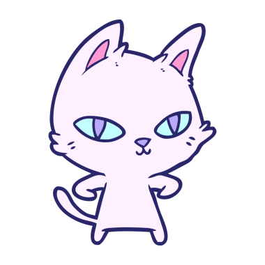 çizgi film kedisi parlak neon rengine bakıyor.