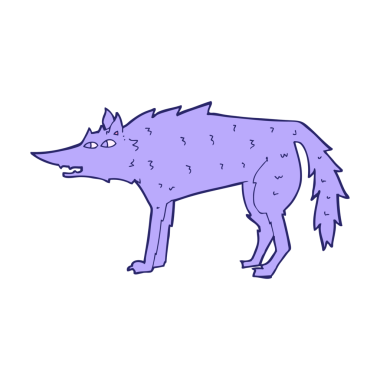 parlak neon renkli çizgi film kurdu