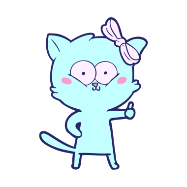 parlak neon renkli çizgi film kedisi