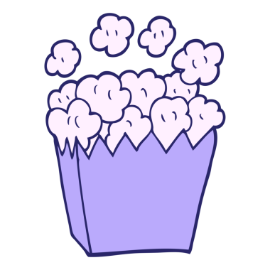 çizgi film karalaması sinema patlamış mısırı parlak neon renginde