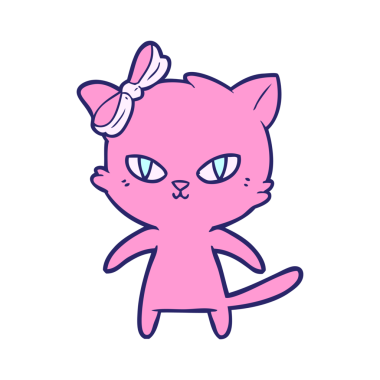 Parlak neon renkli şirin çizgi film kedisi.