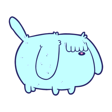 Parlak neon renkli sevimli çizgi film köpeği.