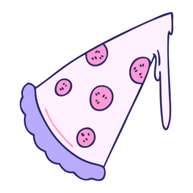 El çizimi, parlak neon renkli, tuhaf bir pizza dilimi.