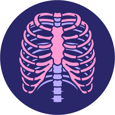 Parlak neon renkli göğüs kafesinin ikonik dövme görüntüsü