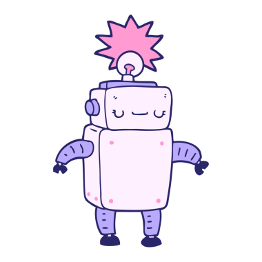 parlak neon renkli çizgi film robotu