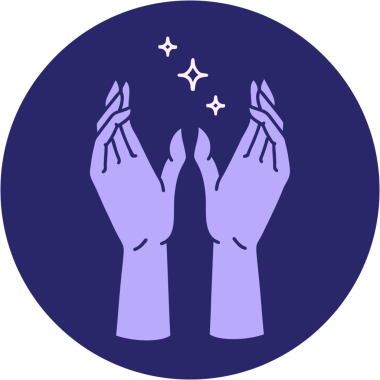 Parlak neon renginde uzanan ellerin ikonik dövme görüntüsü