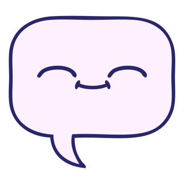 Parlak neon renkli bir konuşma baloncuğu karikatürü.