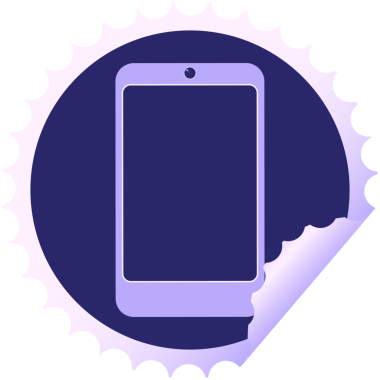 cep telefonu grafik vektör illüstrasyon yuvarlak etiket pulu parlak neon renk