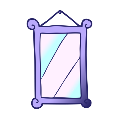 karikatür çerçeveli parlak neon renkli eski ayna