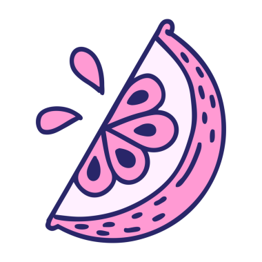 Parlak neon renkli bir limon diliminin ikonik dövme şekli