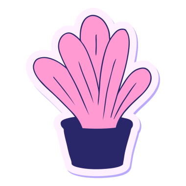 Parlak neon renkli yeşil bir bitkinin el çizimi karikatürü.